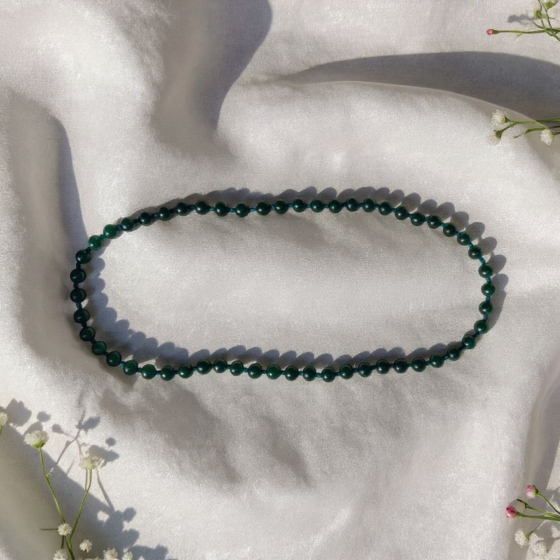  Handmade Green Jade Stone Necklace I 26 inch beads size 8 mm 