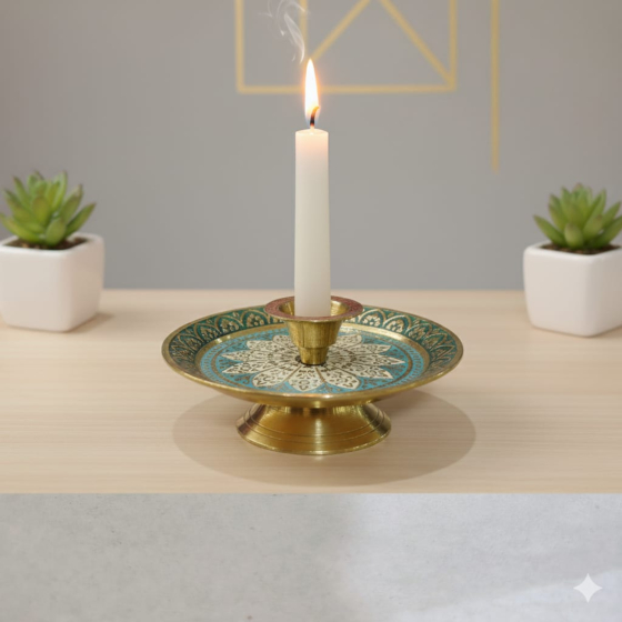 Handcrafted Brass Meenakari Candle Holder |Divine Radiance &Handcrafted Meenakari Candle Holder