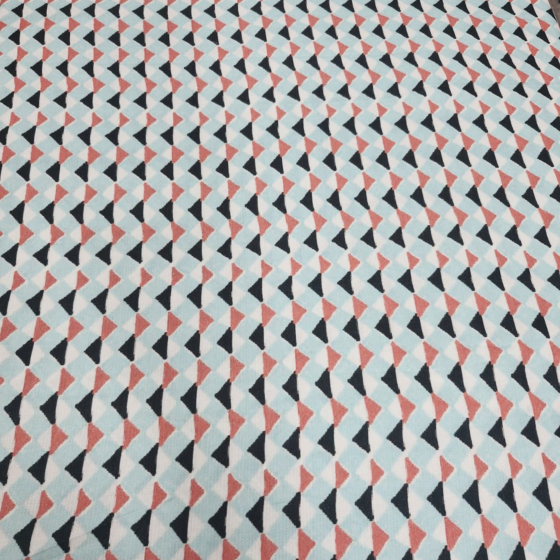 Tantu Aqua Geo Triangle Printed Cotton Fabric