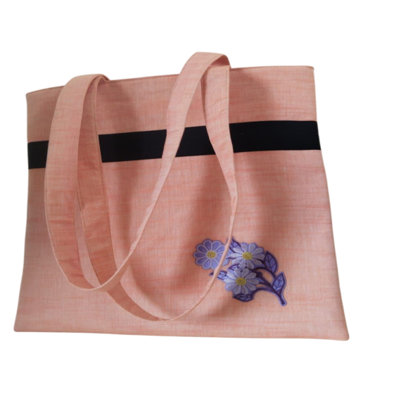 Hand-Painted Jute Tote | Eco-Friendly  | Floral Embroidery