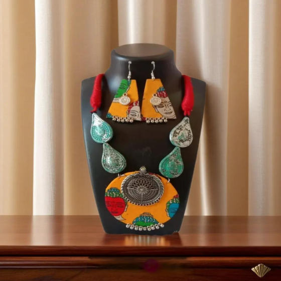 Handmade Yellow Fabric Jewellery Set