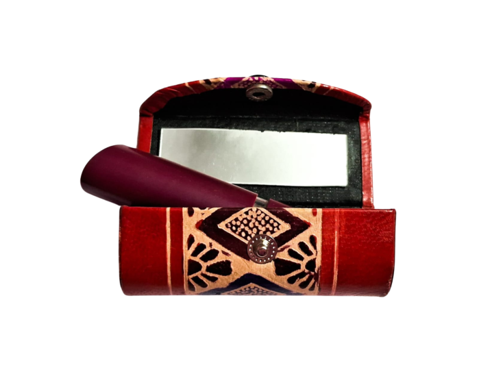 Handcrafted Leather Lipstick Case with Mirror