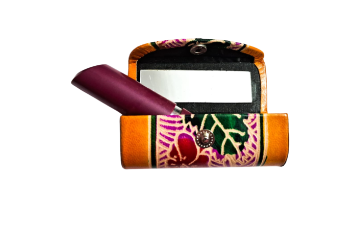 Handcrafted Leather Lipstick Case with Mirror