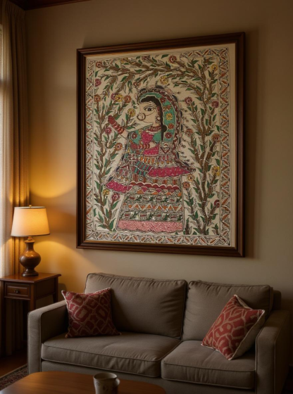 Handmade Madhubani painting  without frame Multicolor 