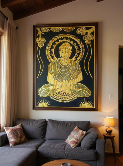 Handmade Sikki Grass Budha Painting without frame 