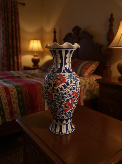 Handmade Ceramic Flower Vase | Blue Pottery