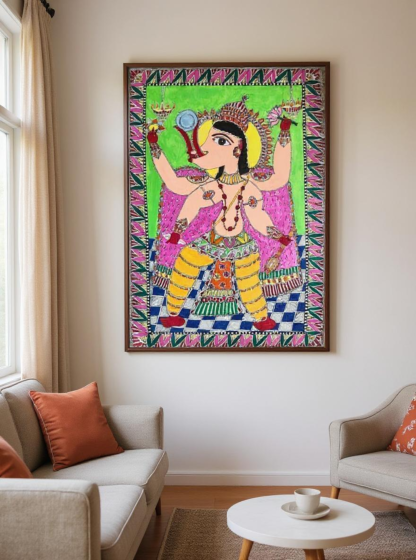 Handmade Madhubani painting  without frame Multicolor 