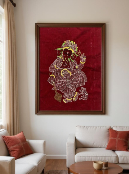 Lord Ganesha Wall Hanging Hand Embroidery Painting 