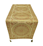 Premium Banarasi Brocade Silk Table Runner -Ethnic Mandala Design  16 x 72 inches - 6 Ft Long, Beige Golden