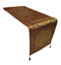 Premium Banarasi Brocade Silk Table Runner -Ethnic Mandala Design  16 x 72 inches - 6 Ft Long - Coffee Brown