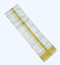 Art Silk Dhothi with Golden Zari border | Cream | 60 Kulikai Border Size | AS 384