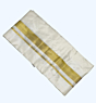 Silk Dhothi with Diamond Flower Border | Cream Color | AT 4772