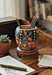 Handcrafted Bamboo Pen Stand With Hand Painted Madhubani  Painting