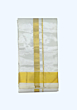 Art Silk Dhothi with Golden Zari border | Cream | 60 Kulikai Border Size | AS 384