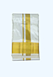 Silk Dhothi with Golden Zari Diamond Border | Cream | AS 243 | 70Kuligai Border Size
