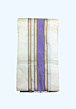 Cream Dhothi with Violet Thazhampoo Tower korvai border | Pure Gold zari