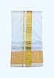White Color Dhothi with Big Golden zari border