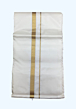 Salem Silk Cream Colour Dhothi with pure Golden zari border