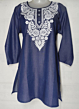 Women Embroidered Pure Cotton Navy Blue Short  Kurti 