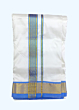 Cream Dhothi with Blue color border