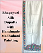  Bhagapuri Silk Dupatta with Handmade Madhubani Painting