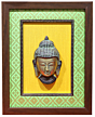 Brass Antique Green Buddha Face With Framed