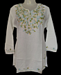 Women Embroidered Pure Cotton white short Kurti