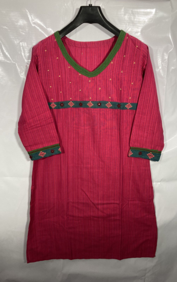 HAND EMBROIDERED PINK KURTI FOR LADIES