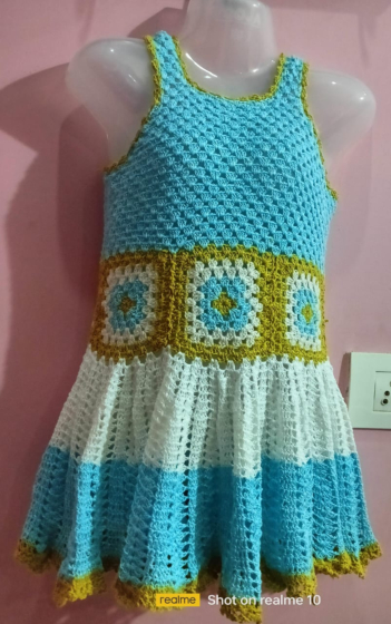 Crochet Baby Frock | Sky Blue