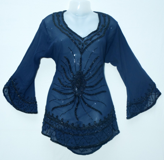 Hand embroidery zari top | Navy Blue L Size