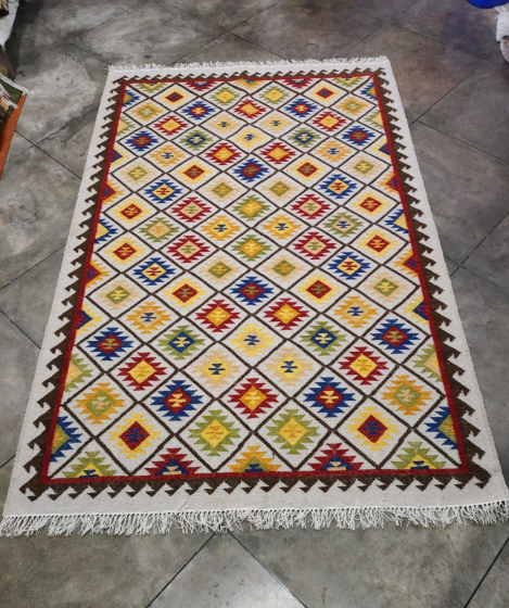 Handwoven Geometric Flatweave Rug I Multi