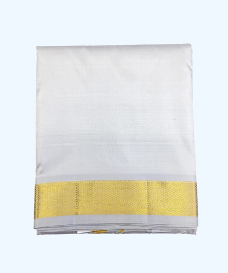 Grey Color Dhothi with Golden Zari border 