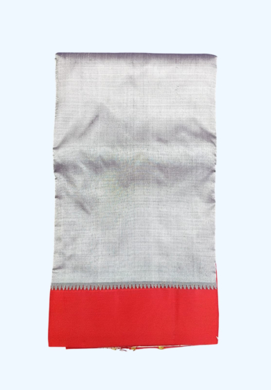 Grey Color  Dhothi with Red Korvai Border