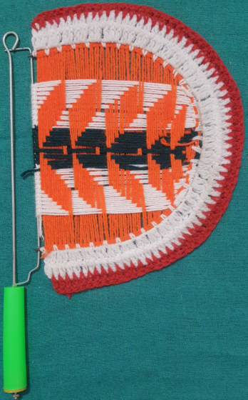 Handwoven Multicolour Woollen Hand Fan | 13 Inches