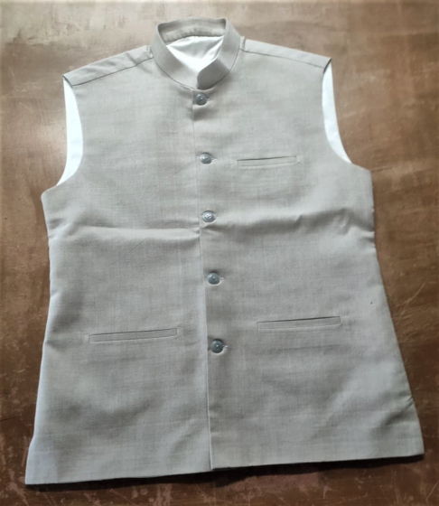 Pure Handloom Nehru Jacket | Beige