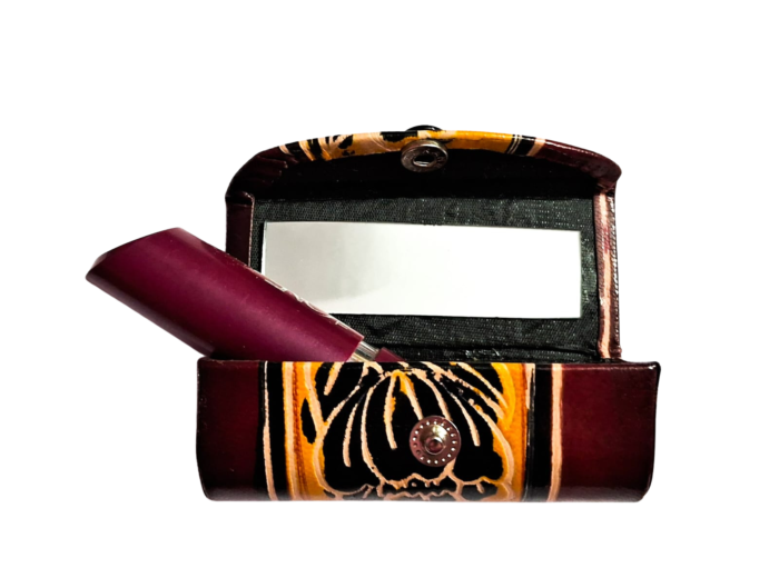 Handcrafted Leather Lipstick Case with Mirror