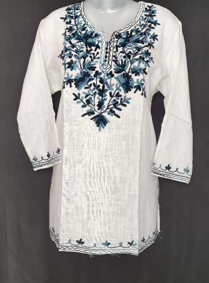 Women Embroidered Pure Cotton Short Kurti  