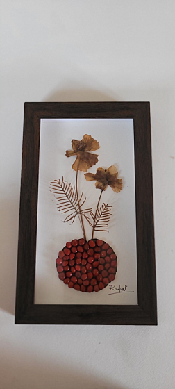 Bright Red Flower Vase - Corporate Gift made from Dry Leaves and Flowers 