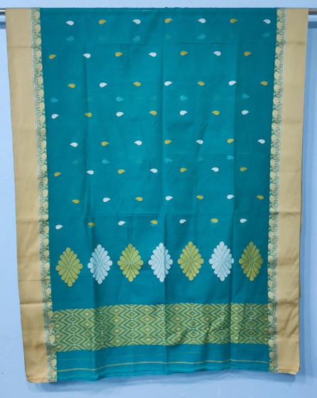 Premium Cotton Bengal Tangail Saree-Bottle Green