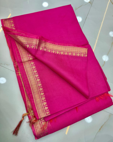 Elegant Kota Mangalgiri Silk Saree with Golden Zari Border & Blouse Piece