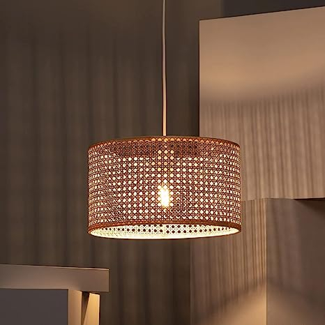 Cane Webbing Bamboo Seagrass Premium Ceiling Light | 14" Dia x 7" H| Bulb not Included