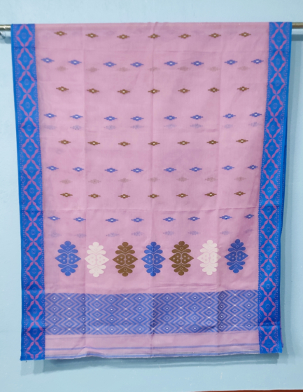 Premium Cotton Bengal Tangail Saree-Pink