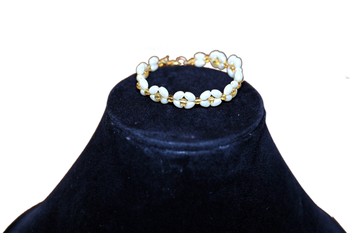 Handmade Beaded Fancy Bracelets | White & Golden