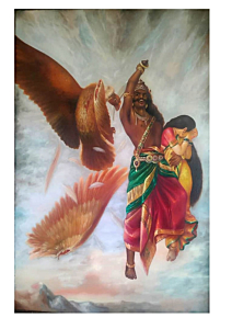 RAJA RAVI VARMA PAINTING RECOPY WORK, CANVAS CLOTH Oil PAINTING, Size 52 inch x 36 inch,Without Frame