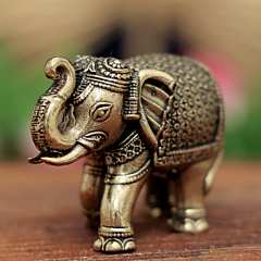 Brass Elephant Idol Decorative Lucky Elephant Statue for Home, Office & Vastu BH11891