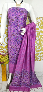 Ajrakh Print Unstitched Suit Set - Katan Salab Fabric -Top, Bottom & Dupatta