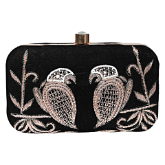 Handcrafted Beaded Peacock Black Clutch