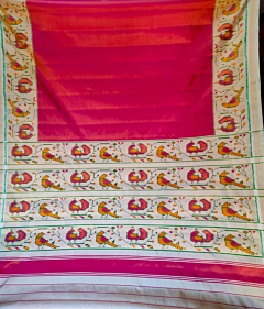 Tissue Ikat Patola Saree with Parrot Motif Border