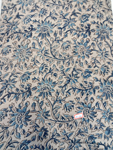 Kalamkari Hand Block Print Cotton Cambric Fabric Multicolor 1 Meter (KBPF110)