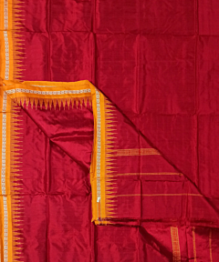 Red Sambalpuri Handwoven Ikat Silk Dhoti Gamuchha SFSJOD1122
